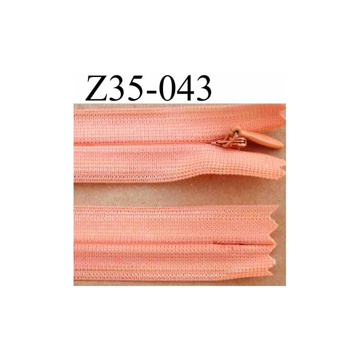 fermeture éclair invisible longueur 35 cm couleur rose orangé saumon non séparable largeur 2.2 cm glissière nylon largeur 4 mm