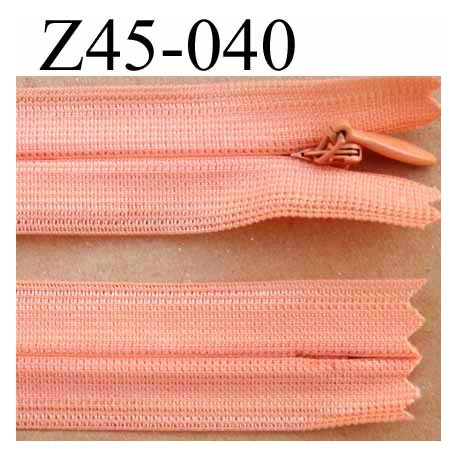 fermeture éclair invisible longueur 45 cm couleur rose orangé saumon non séparable largeur 2.2 cm glissière nylon largeur 4 mm