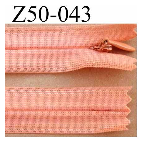 fermeture éclair invisible longueur 50 cm couleur rose orangé saumon non séparable largeur 2.2 cm glissière nylon largeur 4 mm