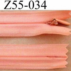 fermeture zip invisible longueur 55 cm couleur rose orangé saumon non séparable largeur 2.2 cm glissière nylon largeur 4 mm