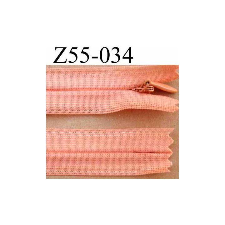 fermeture éclair invisible longueur 55 cm couleur rose orangé saumon non séparable largeur 2.2 cm glissière nylon largeur 4 mm