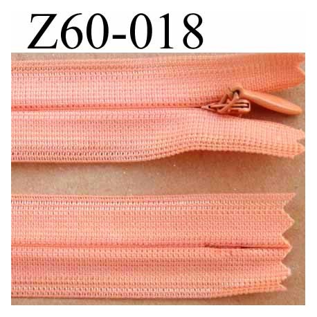 fermeture éclair invisible longueur 60 cm couleur rose orangé saumon non séparable largeur 2.2 cm glissière nylon largeur 4 mm