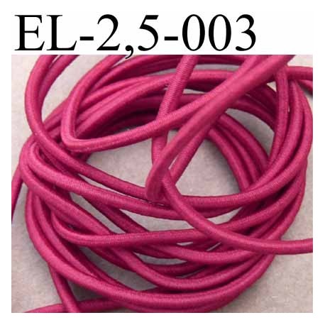 élastique cordon très belle qualité et très résistant couleur rose fushia lumineux largeur 2,5 mm le mètre