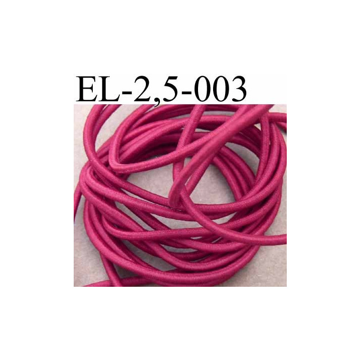 élastique cordon très belle qualité et très résistant couleur rose fushia lumineux largeur 2,5 mm le mètre