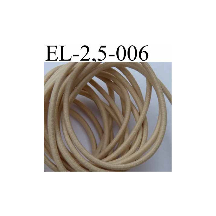 élastique cordon très belle qualité et très résistant couleur beige largeur 2,5 mm au mètre