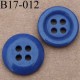 bouton 17 mm couleur bleu mat 4 trous diamètre 17 millimètres