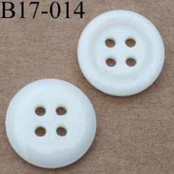 bouton 17 mm couleur blanc brillant 4 trous diamètre 17 millimètres