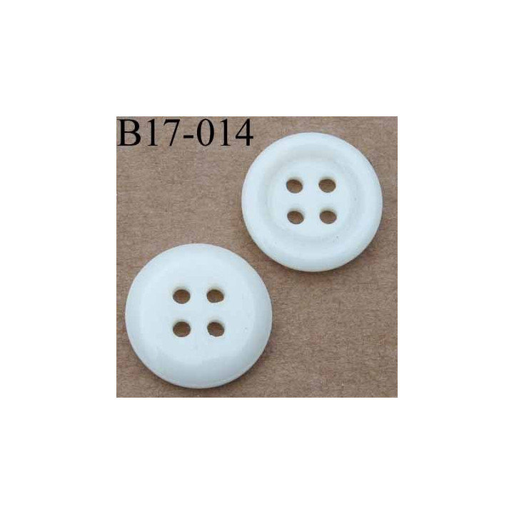 bouton 17 mm couleur blanc brillant  4 trous diamètre 17 millimètres