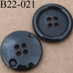 bouton 22 mm noir polyestère 4 trous diamètre 22 mm
