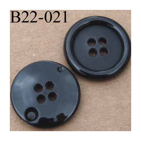 bouton 22 mm noir polyestère 4 trous diamètre 22 mm