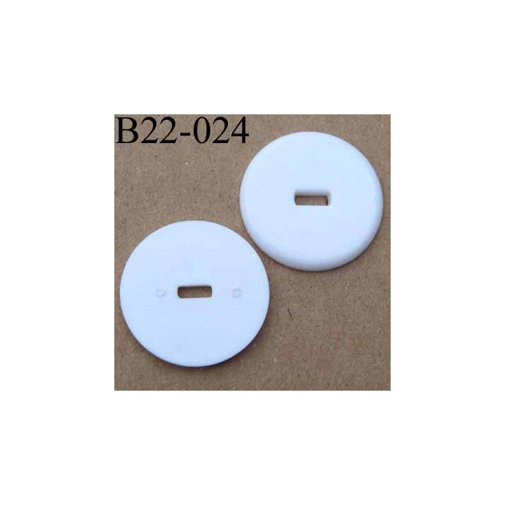 bouton 22 mm blanc brillant 1 trou diamètre 22 mm