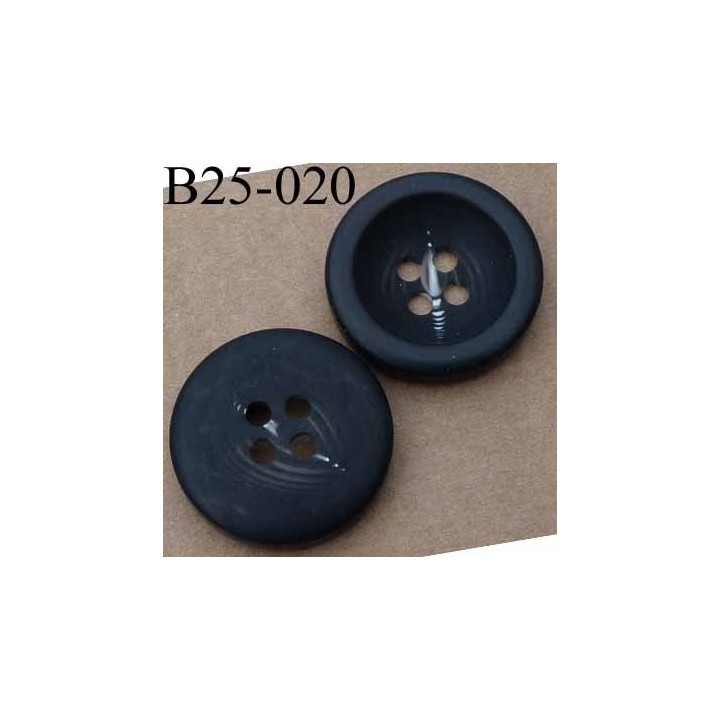 bouton 25 mm noir mat fantaisie 4 trous diamètre 25 millimètres