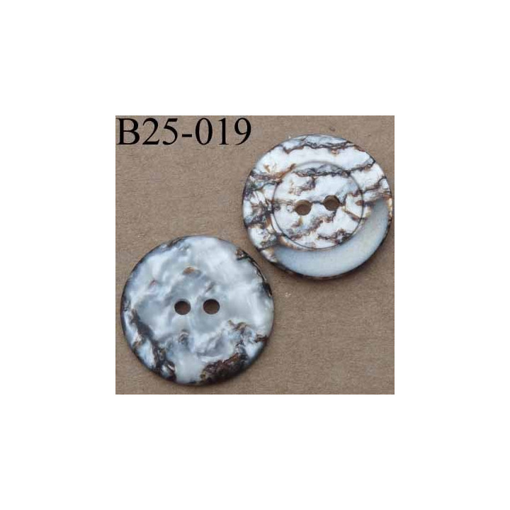 bouton 25 mm nacré 2 trous diamètre 25 millimètres