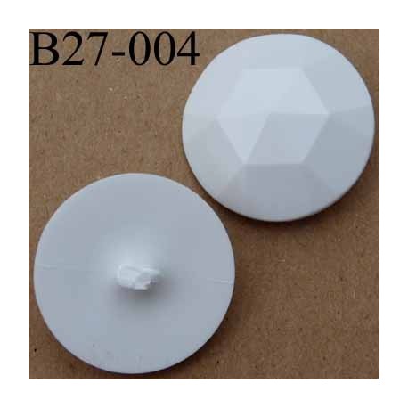 bouton 27 mm polyestère blanc accroche un anneau diamètre 27 millimètres