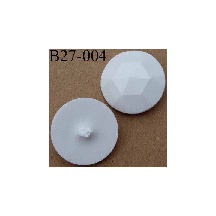 bouton 27 mm polyestère blanc accroche un anneau diamètre 27 millimètres