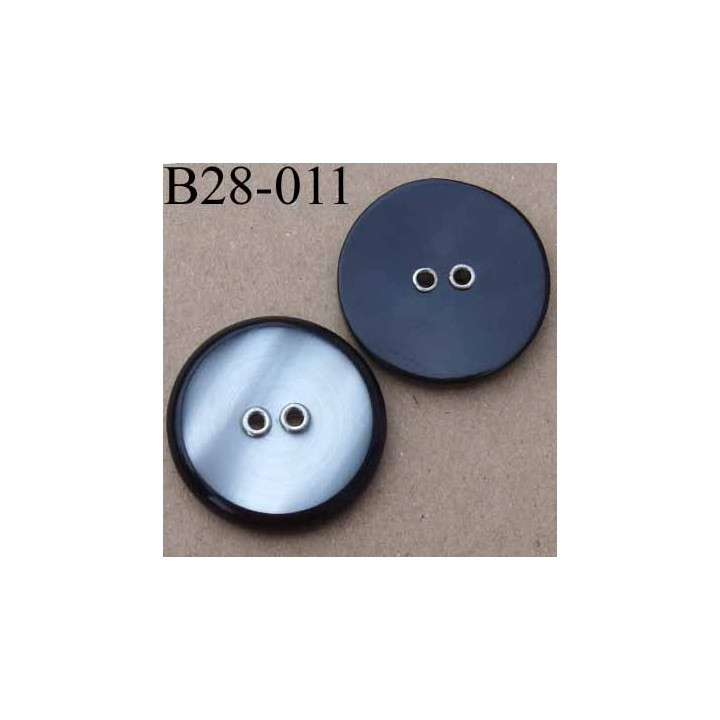 bouton 28 mm gris nacré et noir 2 trous diamètre 28 mm 