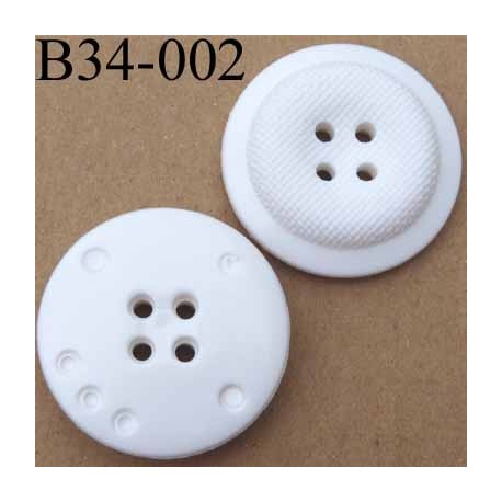 bouton 34 mm blanc fantaisie 4 trous diamètre 34 mm