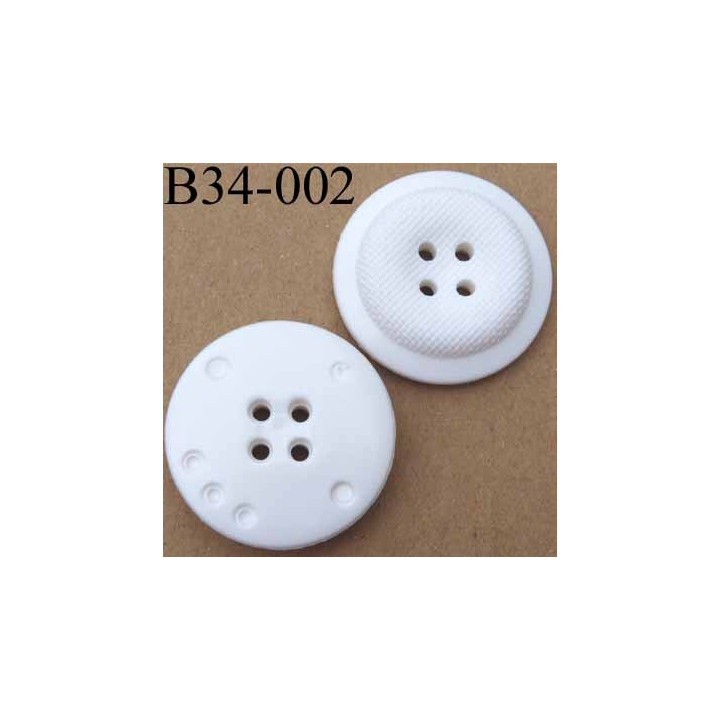 bouton 34 mm blanc fantaisie 4 trous diamètre 34 mm