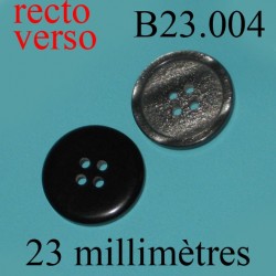 bouton 23 mm pvc couleur gris pailleté et noir 4 trous diamètre 23 millimètres