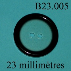 bouton 23 mm couleur transparent liseret noir 2 trous diamètre 23 millimètres