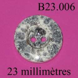 bouton 23 mm couleur blanc gris chiné brillant 2 trous diamètre 23 millimètres