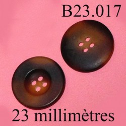 bouton 23 mm pvc couleur marron marbré translucide large bordure 6 mm 4 trous diamètre 23 millimètres