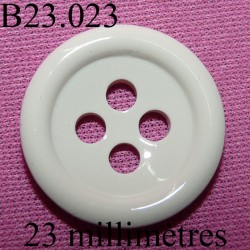 bouton 23 mm couleur blanc cassé brillant 4 trous diamètre 23 millimètres