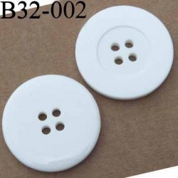 bouton diamètre 32 mm couleur blanc brillant 4 trous