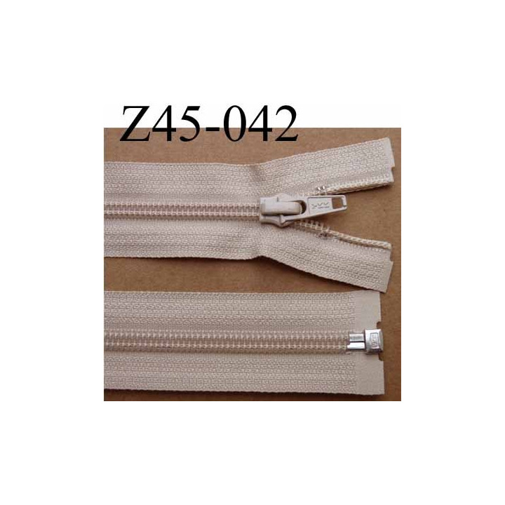 fermeture éclair YKK longueur 45 cm couleur beige séparable largeur 3.2 cm largeur du zip spirale 6,5 mm curseur métal
