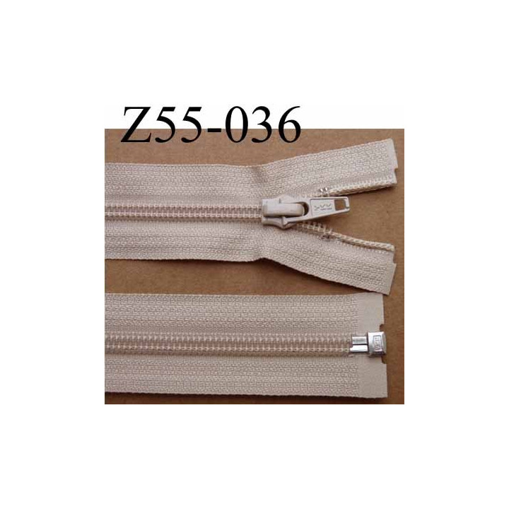 fermeture éclair YKK longueur 55 cm couleur beige séparable largeur 3.2 cm largeur du zip spirale 6,5 mm curseur métal