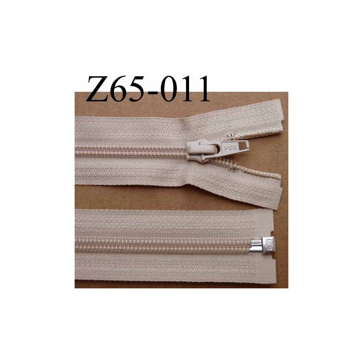 fermeture éclair YKK longueur 65 cm couleur beige séparable largeur 3.2 cm largeur du zip spirale 6,5 mm curseur métal