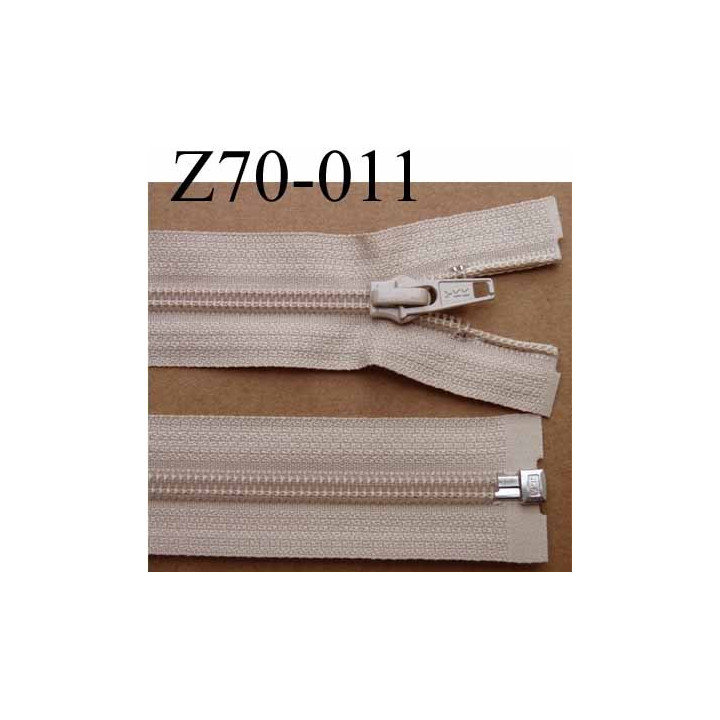 fermeture éclair YKK longueur 70 cm couleur beige séparable largeur 3.2 cm largeur du zip spirale 6,5 mm curseur métal