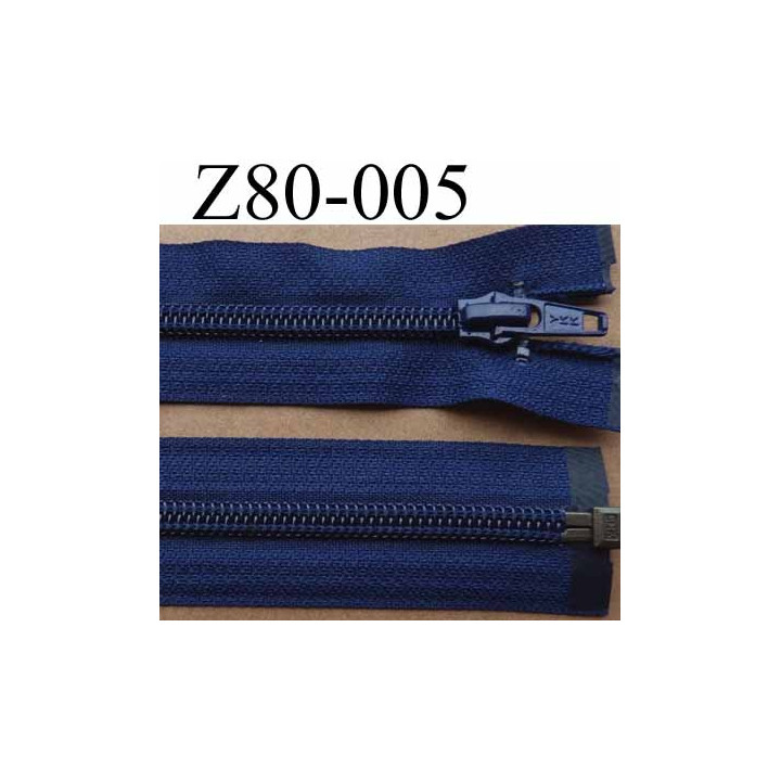 fermeture éclair YKK longueur 80 cm couleur bleu marine séparable largeur 3.2 cm largeur du zip spirale 6,5 mm curseur métal