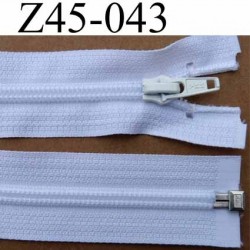 fermeture zip YKK blanche longueur 45 cm couleur blanc séparable largeur 3.2 cm largeur du zip spirale 6,5 mm curseur métal