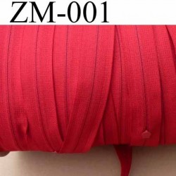 fermeture zip de marque YKK au mètre couleur rouge un curseur au mètre largeur 27 mm largeur du zip 5 mm