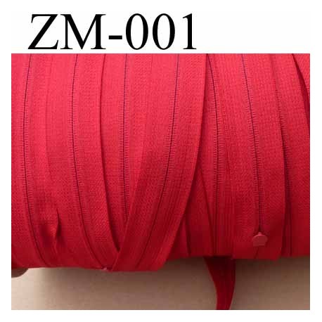fermeture zip de marque YKK au mètre couleur rouge un curseur au mètre  largeur 27 mm largeur du zip 5 mm