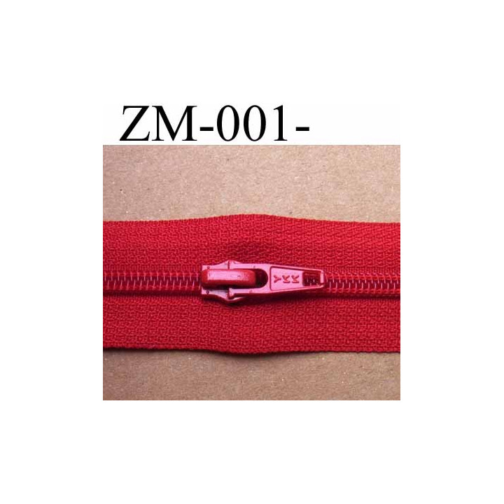 fermeture éclair de marque YKK au mètre couleur rouge un curseur au mètre largeur 27 mm largeur du zip 5 mm