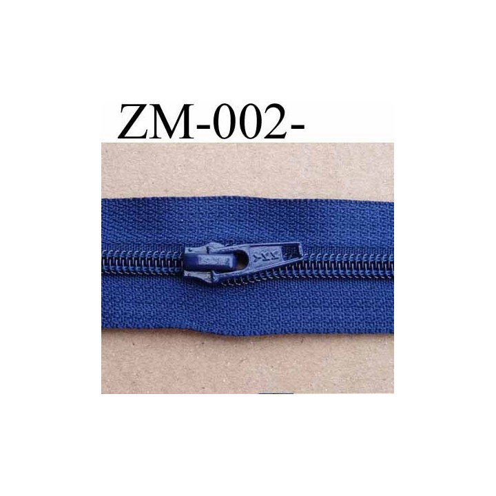 fermeture éclair de marque YKK au mètre couleur bleu un curseur au mètre largeur 27 mm largeur du zip 5 mm