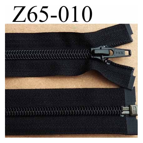 fermeture zip à glissière YKK longueur 65 cm couleur noir séparable largeur  3.2 cm largeur du zip spirale 6,5 mm curseur métal