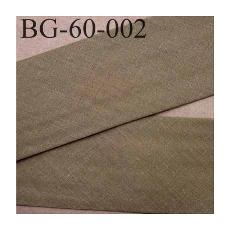 biais ruban galon a plat plié 60 +10+10 mm en coton couleur vert kaki largeur 6 cm plus 2 fois 10 mm vendue au mètre