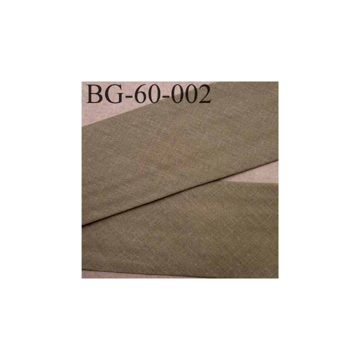 biais ruban galon a plat plié 60 +10+10 mm en coton couleur vert kaki largeur 6 cm plus 2 fois 10 mm vendue au mètre