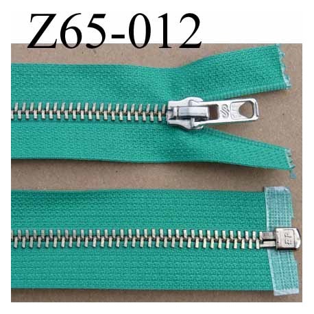 fermeture zip haut de gamme RIRI superbe longueur 65 cm couleur vert  séparable largeur 3.3 cm glissière métal largeur 6.5 mm