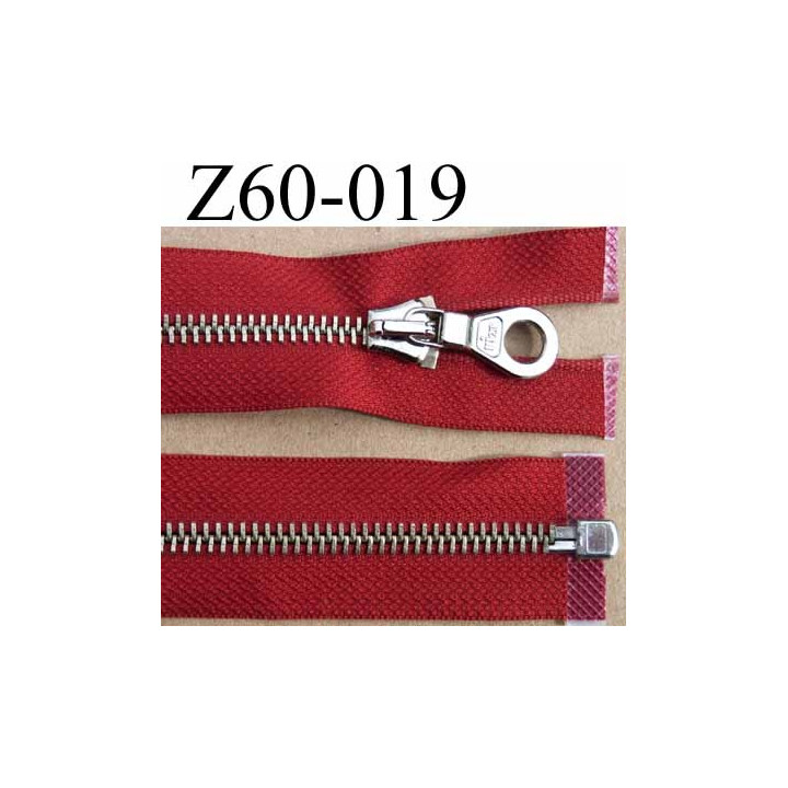 fermeture éclair haut de gamme longueur 60 cm couleur rouge bordeau séparable largeur 3.3 cm glissière métal largeur 6 mm