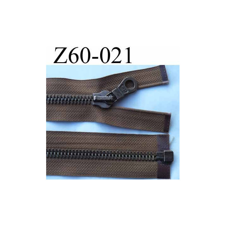 fermeture éclair haut de gamme marque RIRI longueur 60 cm couleur marron séparable largeur 3.7 cm glissière métal largeur 8 mm 