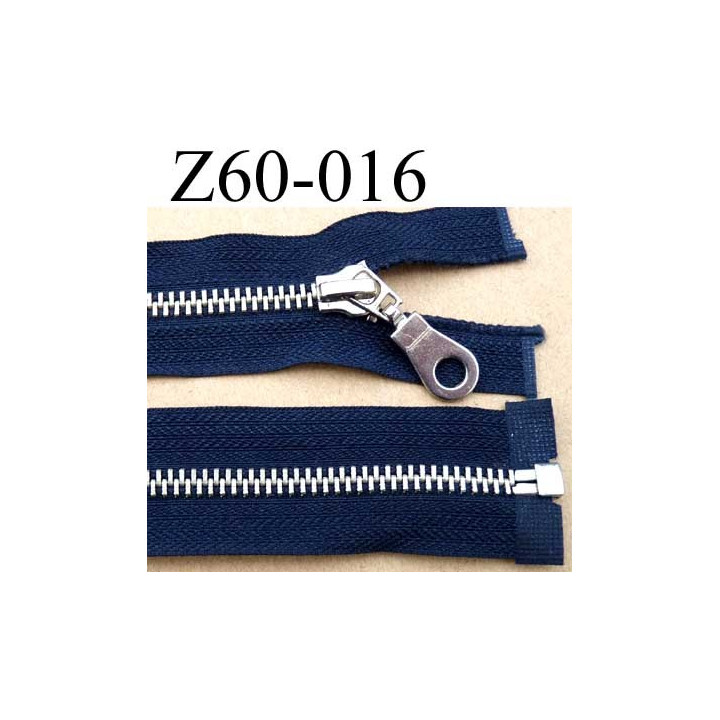 fermeture éclair longueur 60 cm couleur bleu marine séparable zip métal largeur 3 cm glissière zip 6 mm