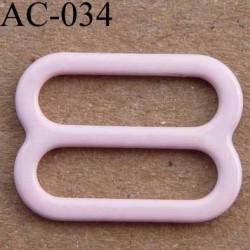 boucle de réglage métal plastifié rose pâle longueur 15 mm vendu à l'unité