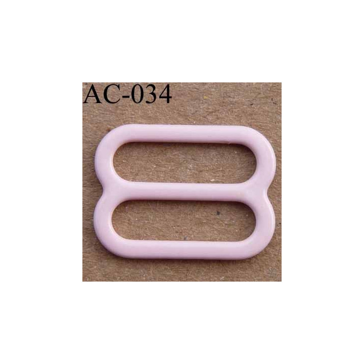 boucle de réglage métal plastifié couleur rose pâle brillant laqué pour soutien gorge longueur 15 mm vendu à l'unité