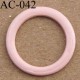 anneau métallique plastifié couleur rose camellia brillant laqué diamètre 14 mm vendu à l'unité haut de gamme