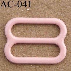 boucle de réglage métal plastifié couleur rose camellia brillant laqué pour soutien gorge longueur 15 mm vendu à l'unité