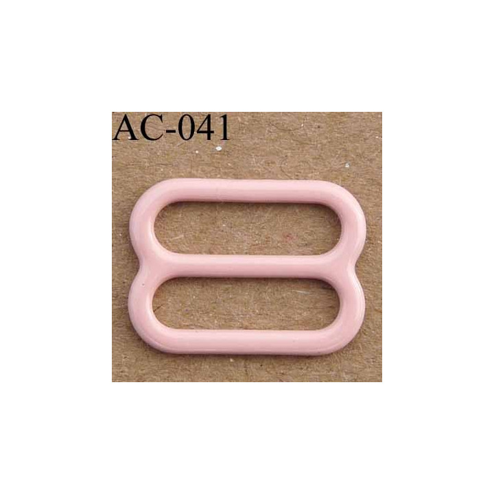 boucle de réglage métal plastifié couleur rose camellia brillant laqué pour soutien gorge longueur 15 mm vendu à l'unité
